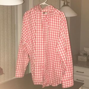 Red and white long sleeve shirt